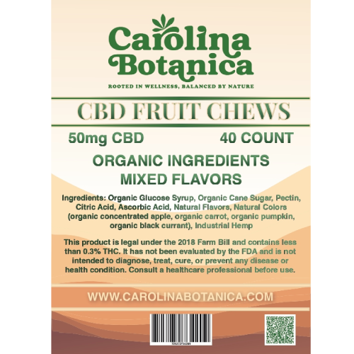 Carolina Botanica – 50 mg CBD Fruit Chews (40ct)