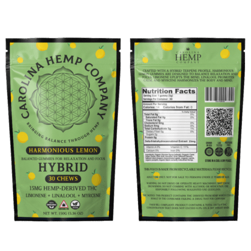 Carolina Hemp Company – Harmonious Lemon – 15 mg Delta-9 Fruit Chews (Hybrid) (30ct)