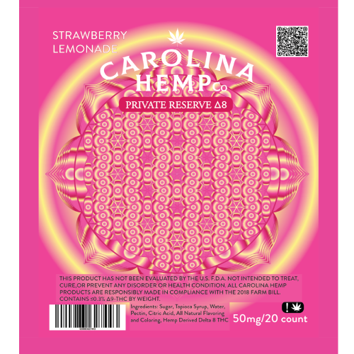 Carolina Hemp Company Private Reserve Δ8 Strawberry Lemonade 50 mg 20ct
