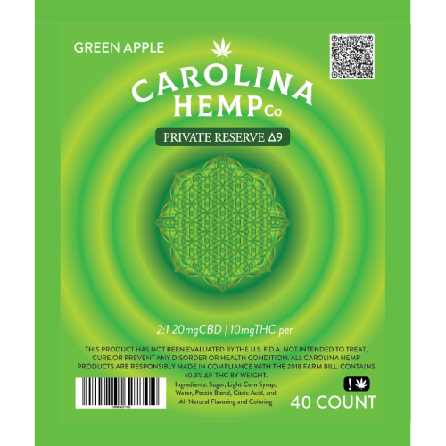 Carolina Hemp Company Private Reserve Δ9 Green Apple 2:1 CBD:THC 40ct